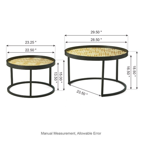 Glitzhome Set of 2 Modern Round Nesting Coffee Table Accent Set