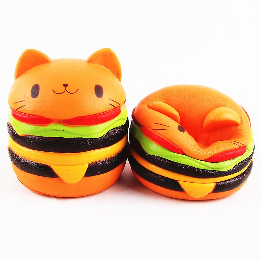 Soft Cute Cat Hamburg Antistress Squishy Slow Rising Toy Artificial Simulation Relieves Stress Toys For Children Adult Anxiety Attention Pink Pink