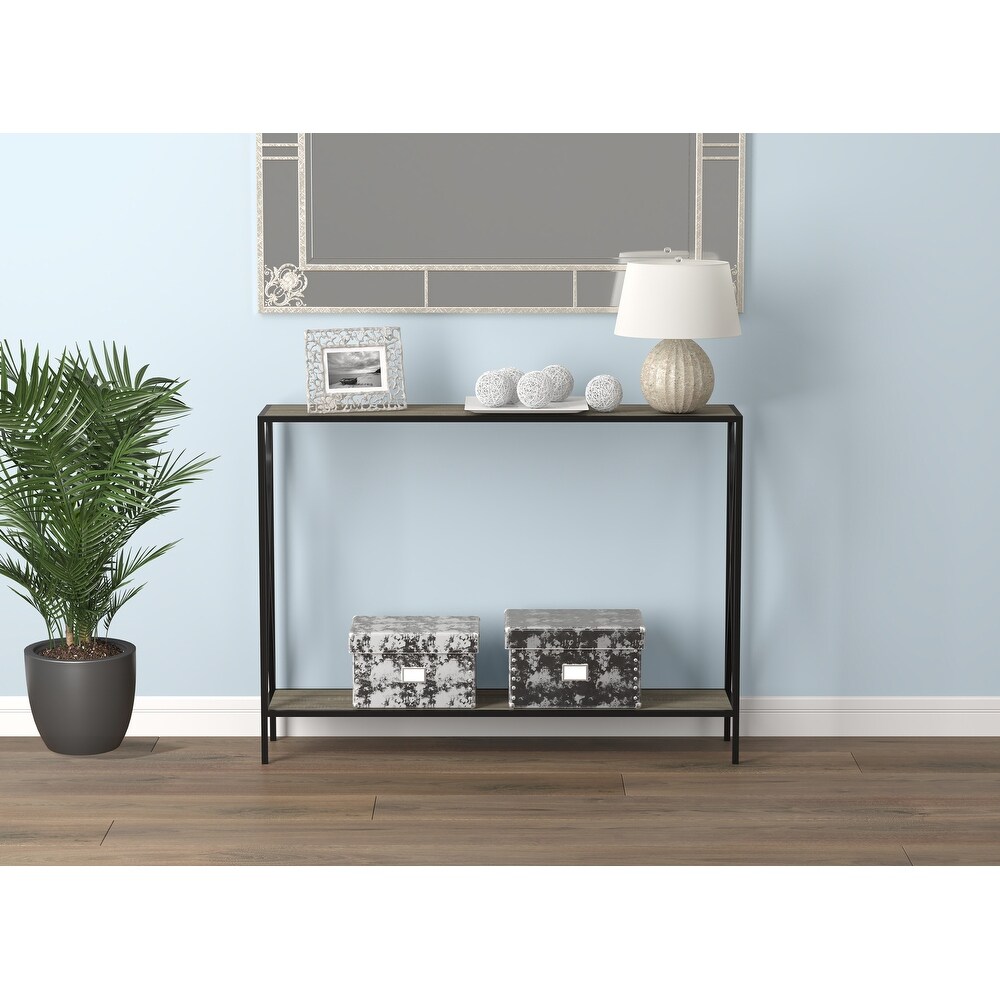 Console Table 39.5L Dark Taupe 1 Shelf Black Metal   39'5' x 9' x 29'