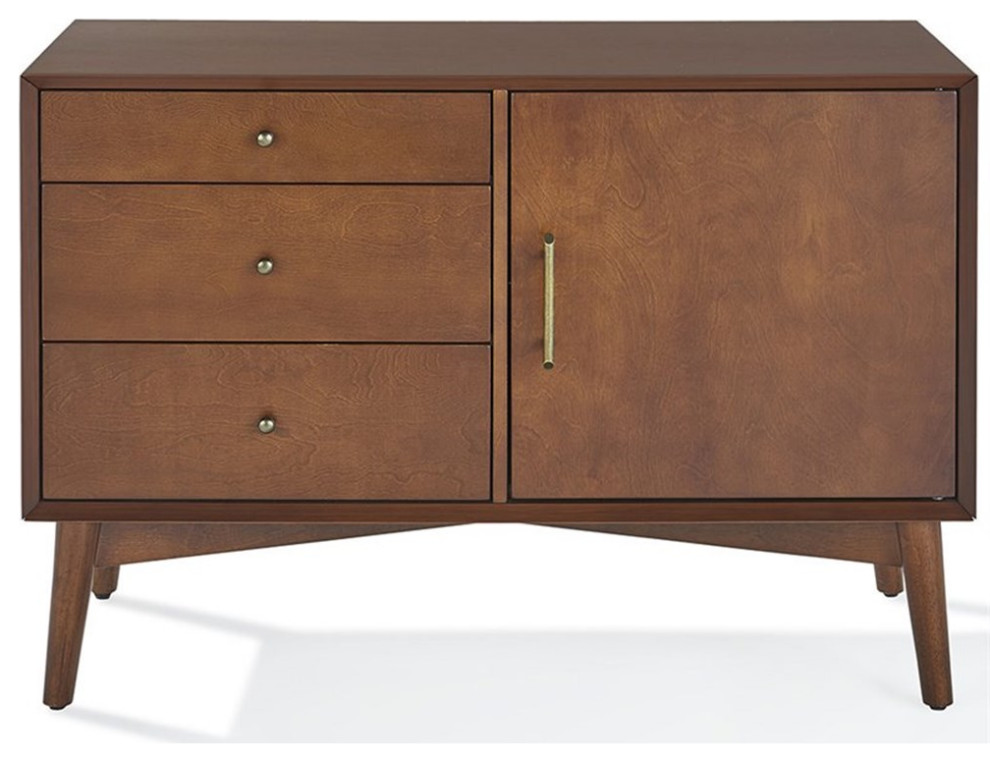 Bowery Hill Mid Century Wood Media Console Table in Mahogany   Midcentury   Entertainment Centers And Tv Stands   by Homesquare  Houzz