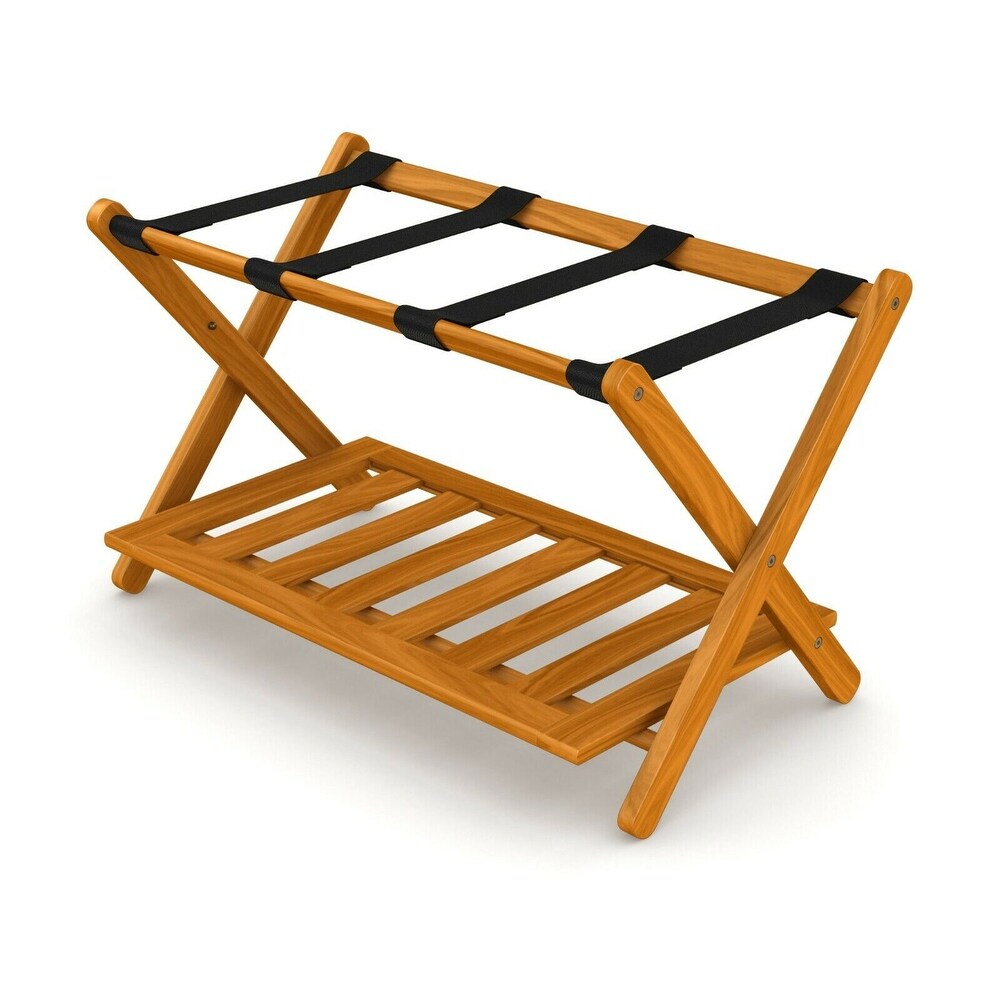 Stony Edge Luggage Rack Suitcase Stand for Guest Room with Shelf