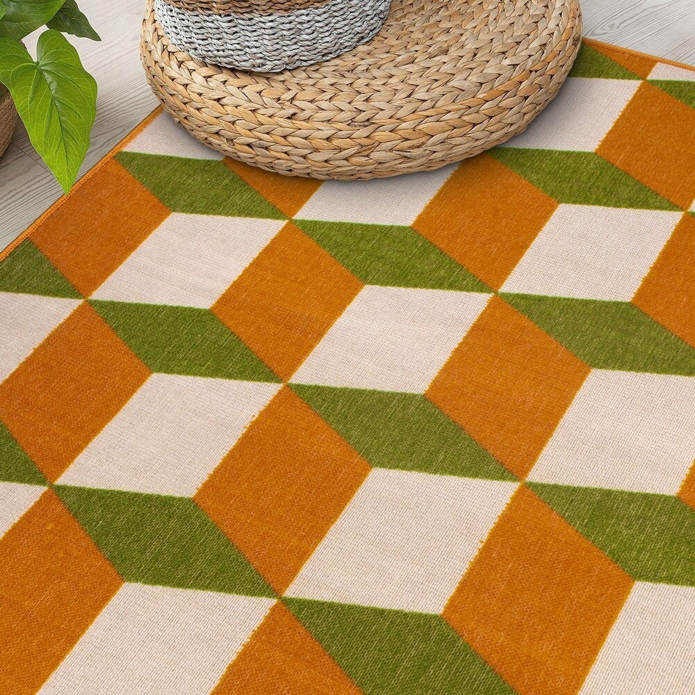 Contemporary Geometric Flatweave Indoor/Outdoor Area Rug