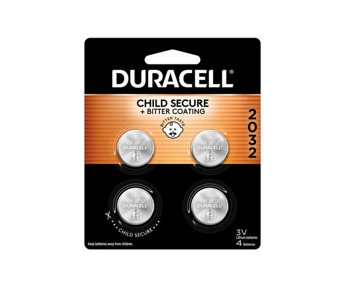 Duracell 2032 3V Lithium Coin Battery， 4 Pack