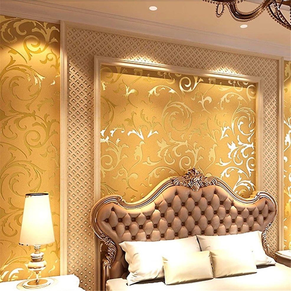 European Style Luxury Damask Non-woven 3d Wallpaper Embossed Wall Roll Paper