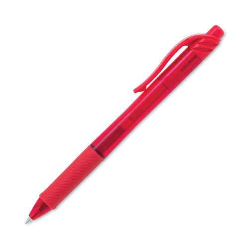 Pentel EnerGel-X Retractable Gel Pen， 0.7 mm Metal Tip， Red Ink/Barrel， Dozen (BL107B)