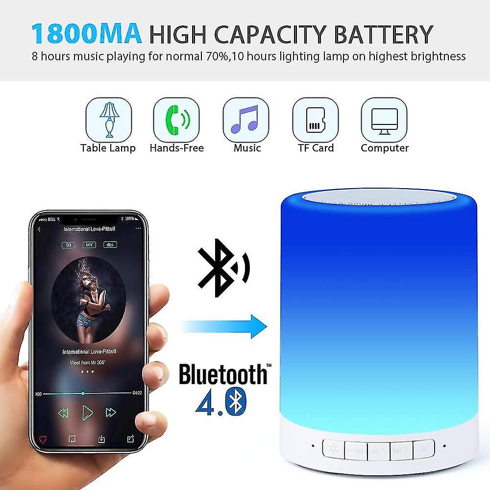 Bluetooth Speaker Lamp， Smart Touch Night Light With Bluetooth Music Speaker，