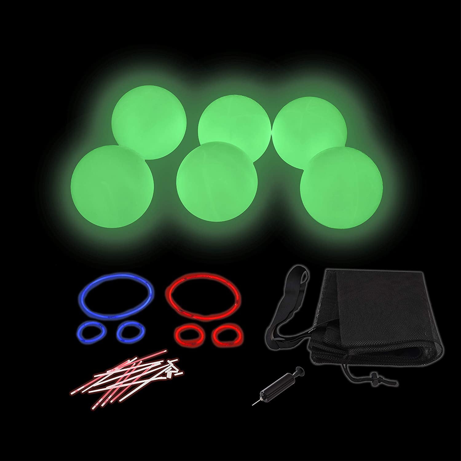 Rukket Sports Glow in the Dark Dodgeball Set for All Ages, Carry Bag & Air Pump Included