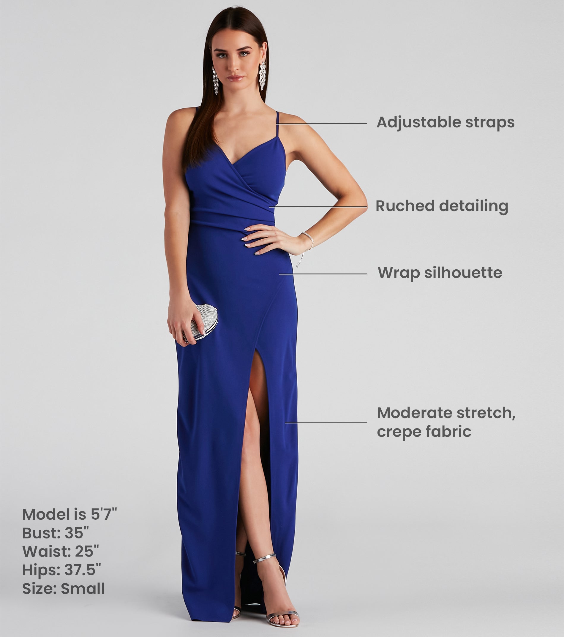 Sasha Formal High Slit Wrap Dress