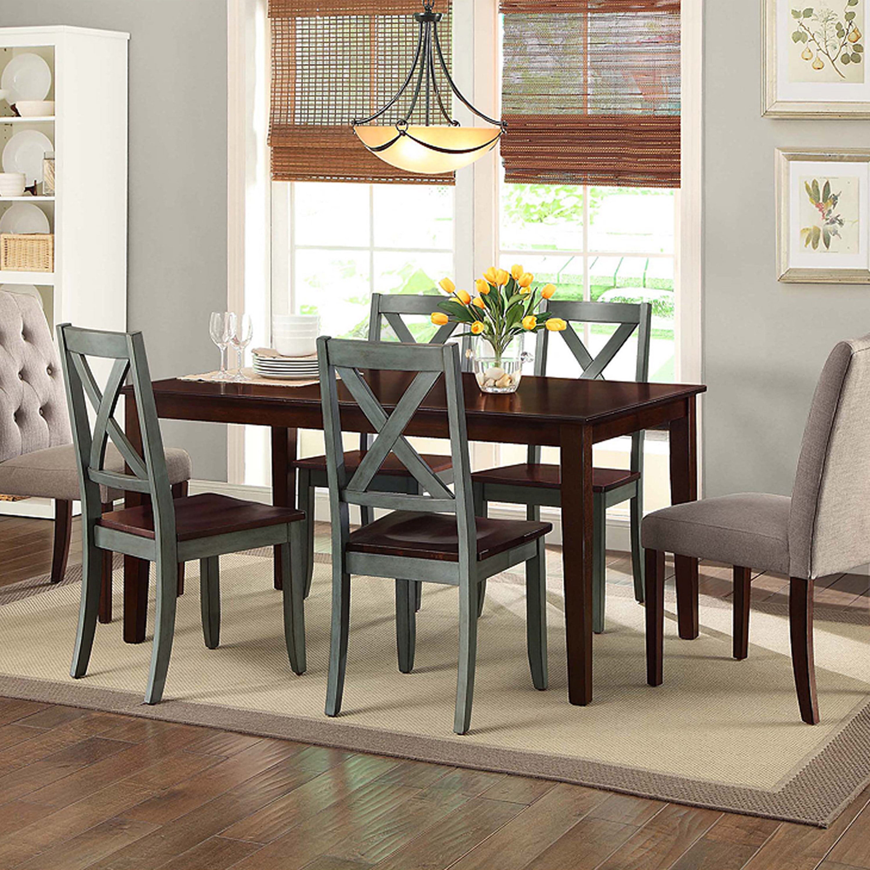 Better Homes and Gardens Maddox Crossing Dining Chairs， Set of 2， Dark Seafoam Finish