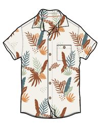 Chill Organic Cotton Short Sleeve Shirt - Off White Summer Palm