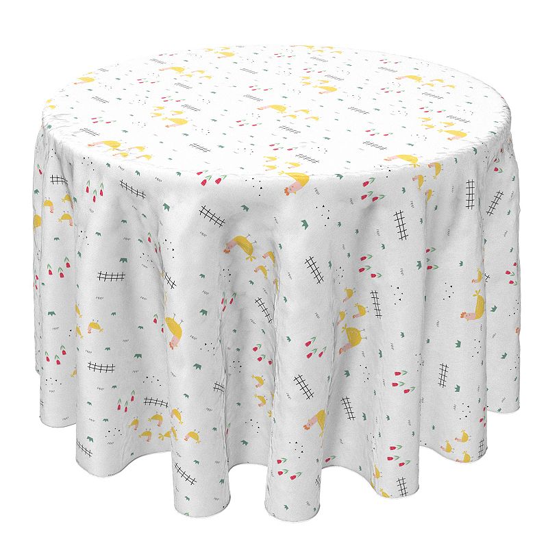 Round Tablecloth， 100% Cotton， 60 Round， Farm Chickens