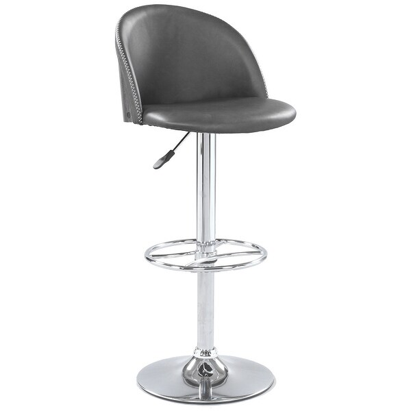 Somette Rounded Back Pneumatic Adjustable Stool with Dark Gray Faux Leather