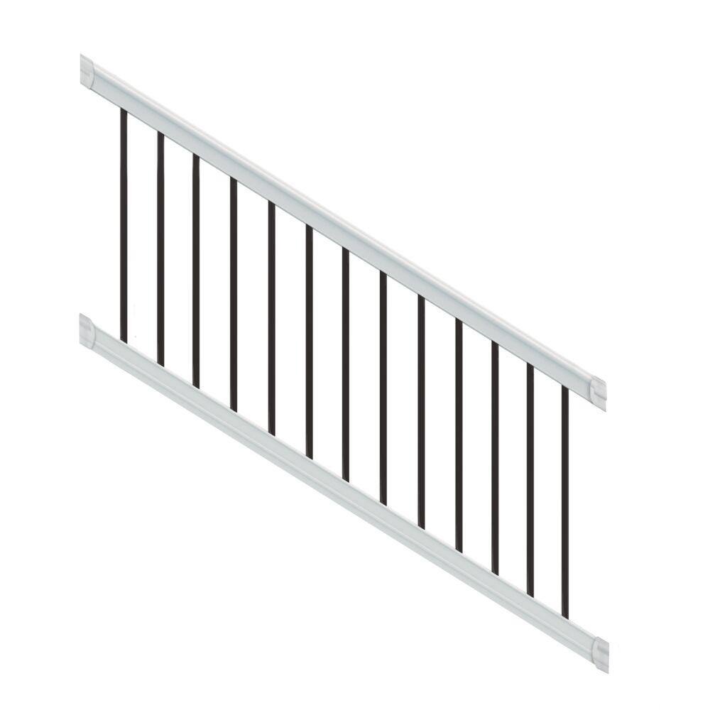 Barrette Outdoor Living Bella Premier Series 6 ft. x 36 in. White Vinyl Stair Rail Kit with Aluminum Balusters 73053497