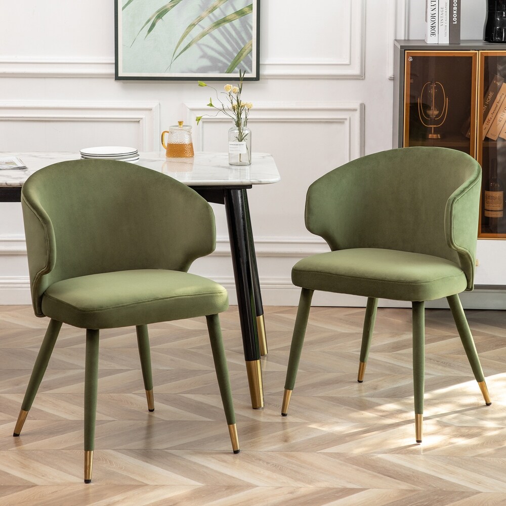 Porthos Home Ryn Velvet Upholstered Dining Chairs with Gold Trim  Set of 2