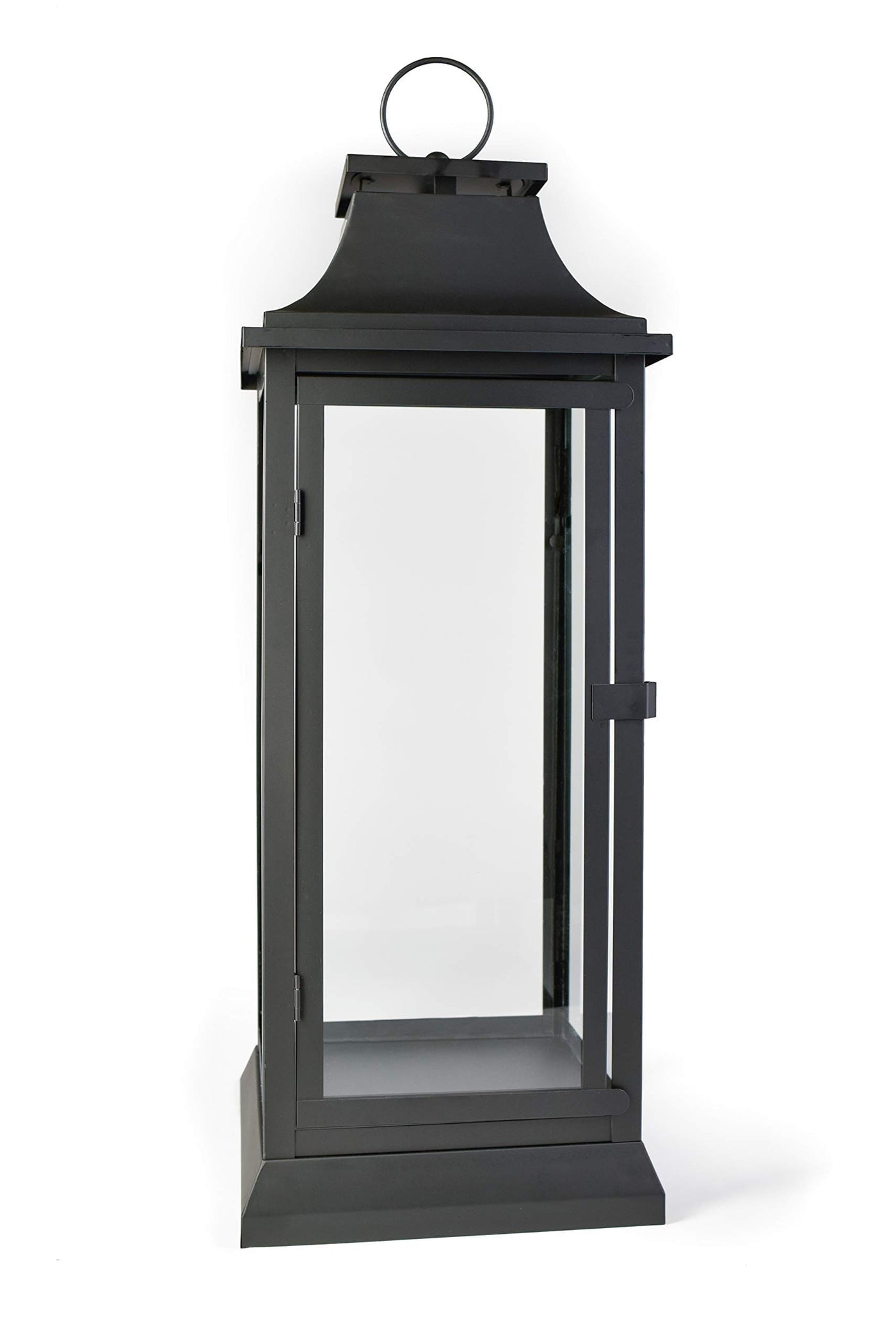 Serene Spaces Living Black Hurricane Lanterns with Clear Glass Panels， 15