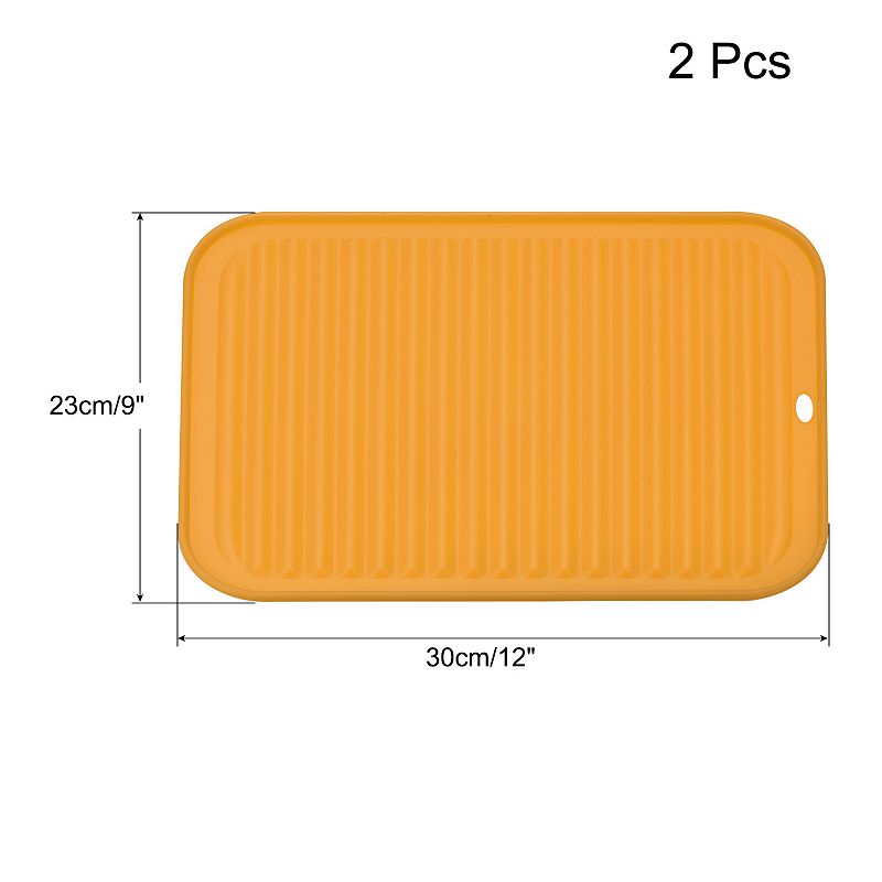 2 Pcs 12 x 9 Under Sink Drain Pad Silicone Dish Drying Mat Set