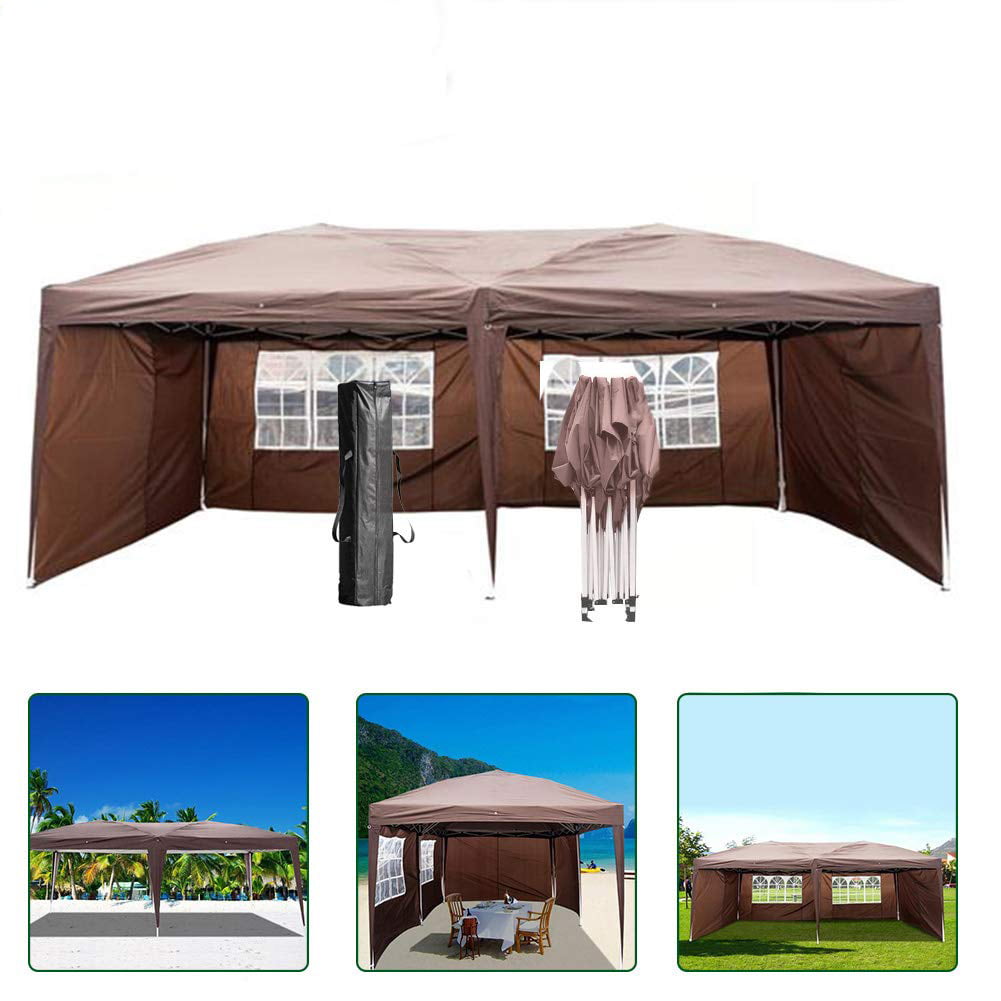 Zimtown 10' x 20' Ez Pop up Wedding Party Tent Folding w/4 Side Wall Brown