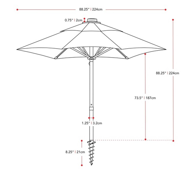 7 5 x27 Uv And Wind Resistant Beach patio Umbrella Corliving