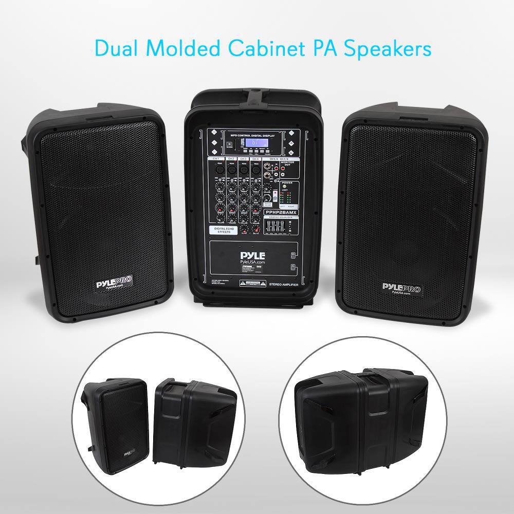 Pyle Stage and Studio 8 in. Bluetooth PA Loud Speaker and 8 Channel Audio Mixer PPHP28AMX