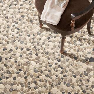 MSI Mix Marble Pebbles 11.42 in. x 11.42 in. Textured Marble Floor and Wall Tile (0.9 sq. ft.Each) PEB-MIXMAR