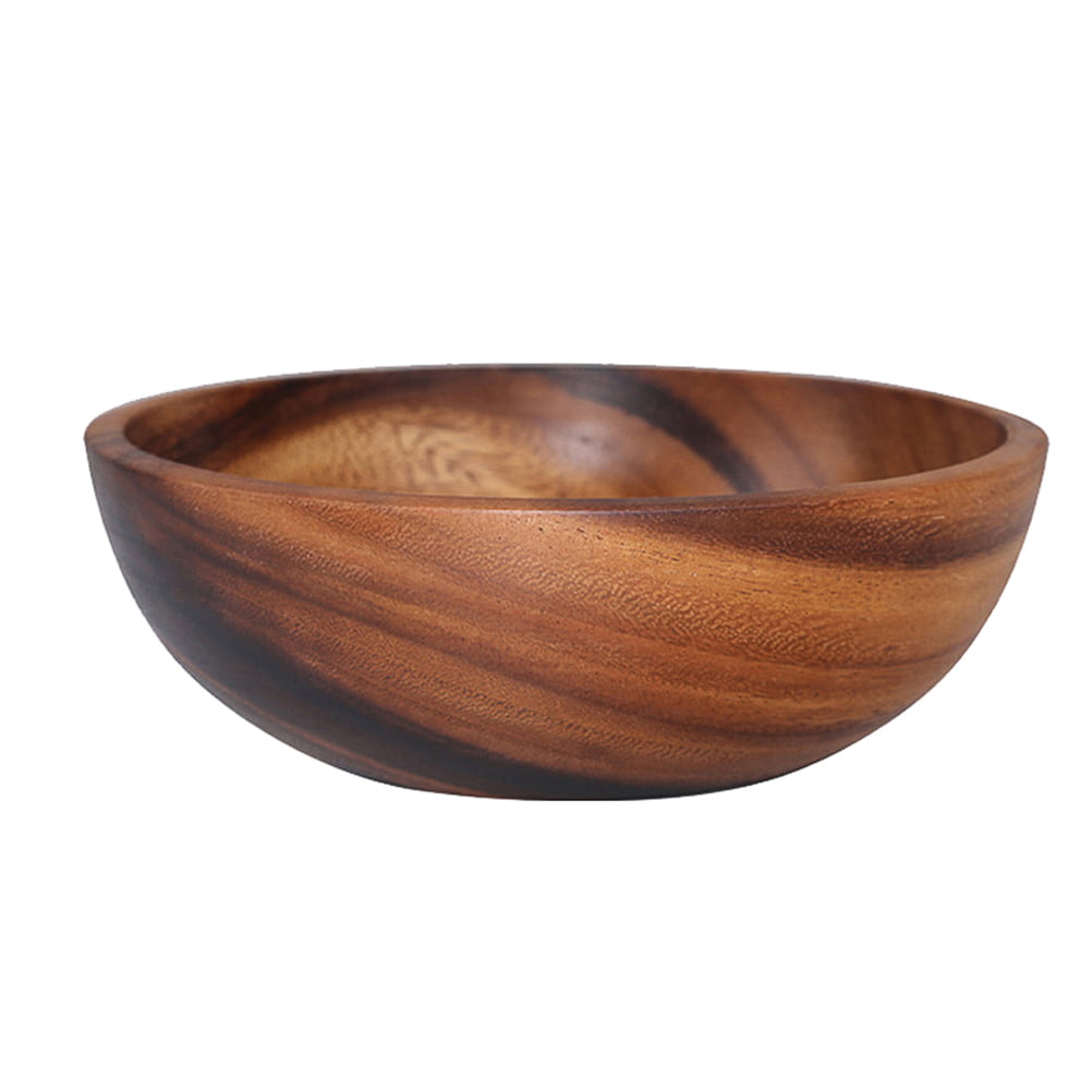 BESTONZON 1pc 14X7CM Practical Wooden Cutlery Household Basin Fruit Bowl Salad Bowl