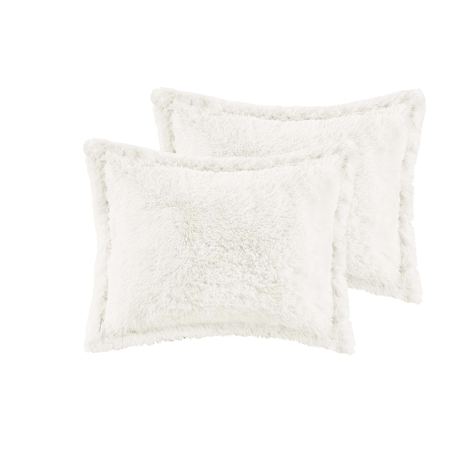 Mainstays Shaggy Faux Fur 3 Piece Ivory Comforter Bed Set， Comforter and Shams， Full/Queen