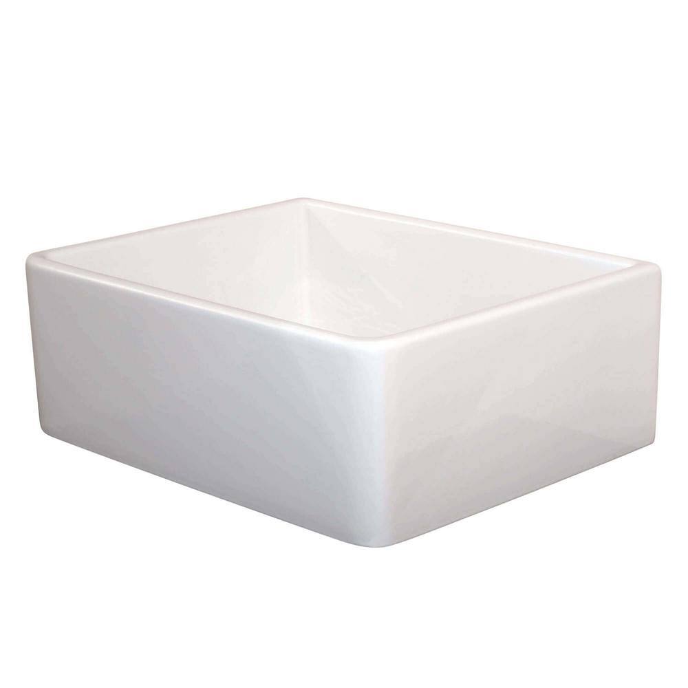 FINE FIXTURES Sutton White Fireclay 24 in. Single Bowl Farmhouse Apron Kitchen Sink FC2418SU