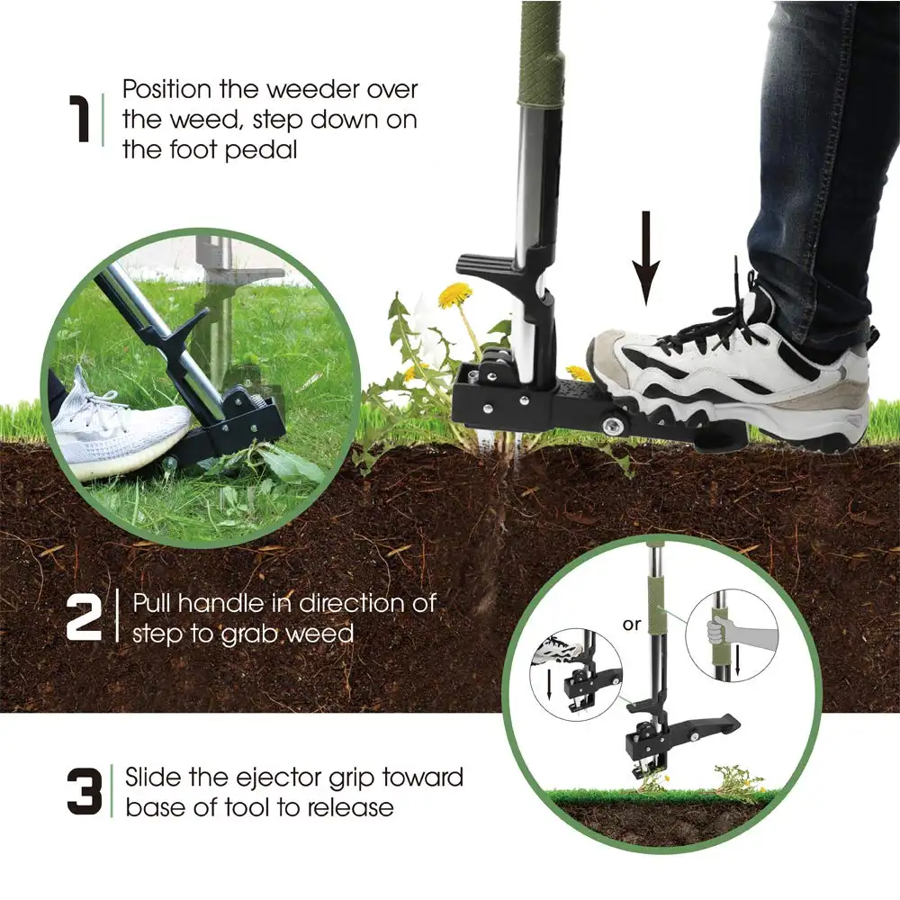 Hot Selling D Handle Energy Saving No Bend Ergonomic Garden Telescopic Weeder Hand Tool