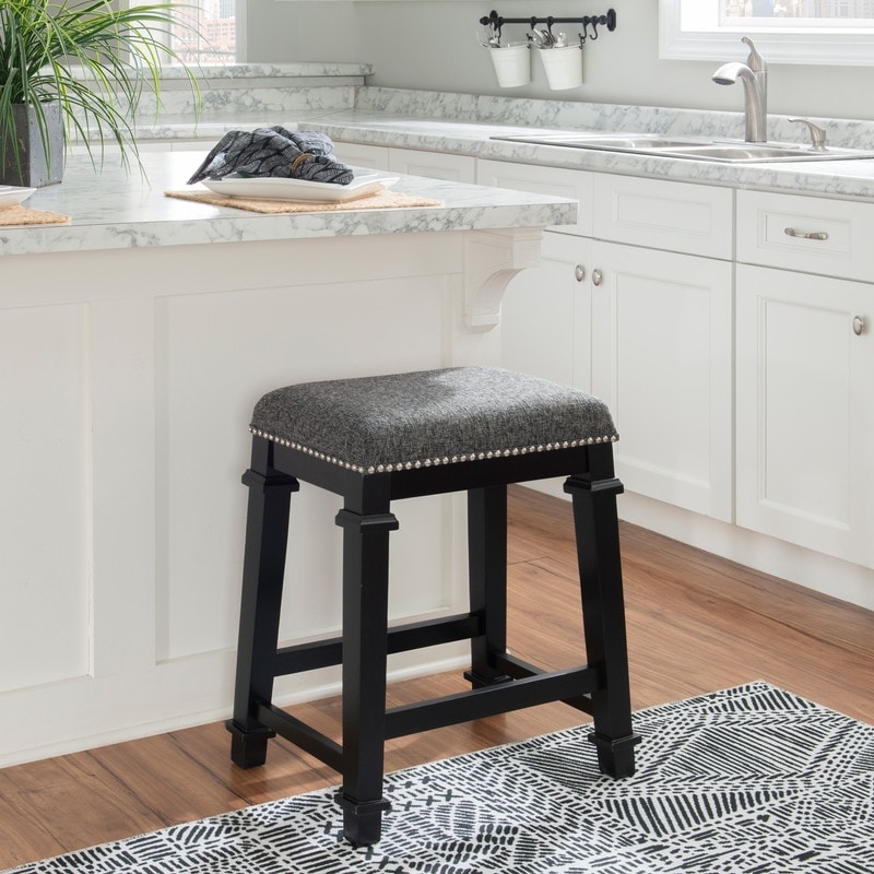 Mayfair Black and White Tweed Backless Counter Stool