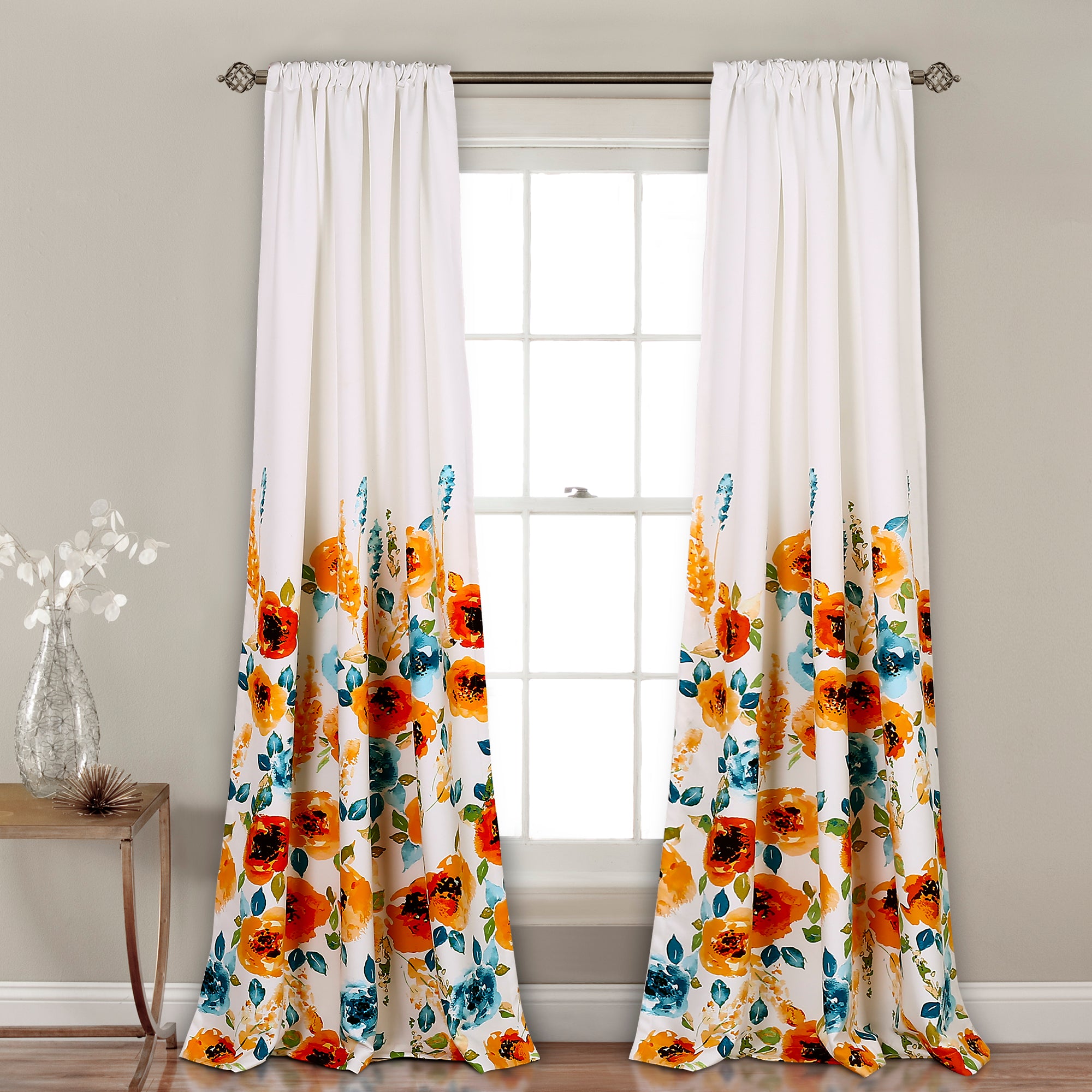 Percy Bloom Room Darkening Window Curtain Panel Set