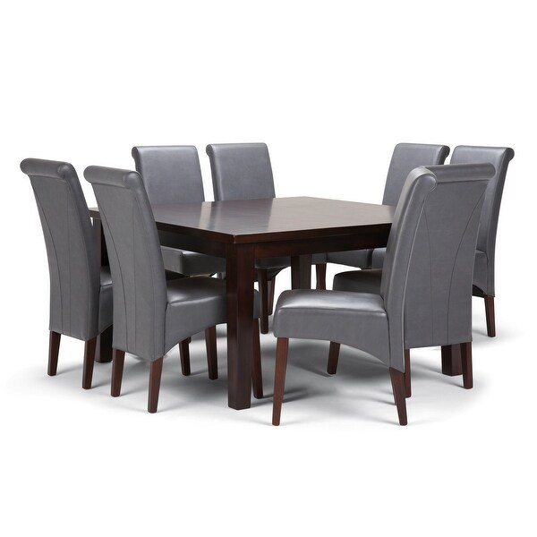 WYNDENHALL Franklin Transitional 9 Pc Dining Set with 6 Upholstered Dining Chairs and 54 inch Wide Table