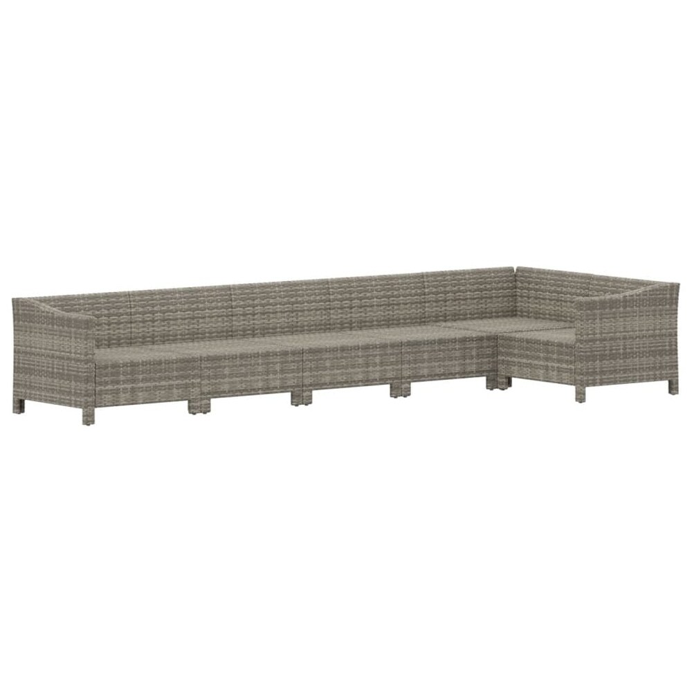 vidaXL 4 Piece Patio Lounge Set with Cushions Gray Poly Rattan