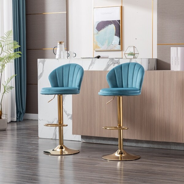 Round Swivel Adjustable Bar Stools with Footrest and Base