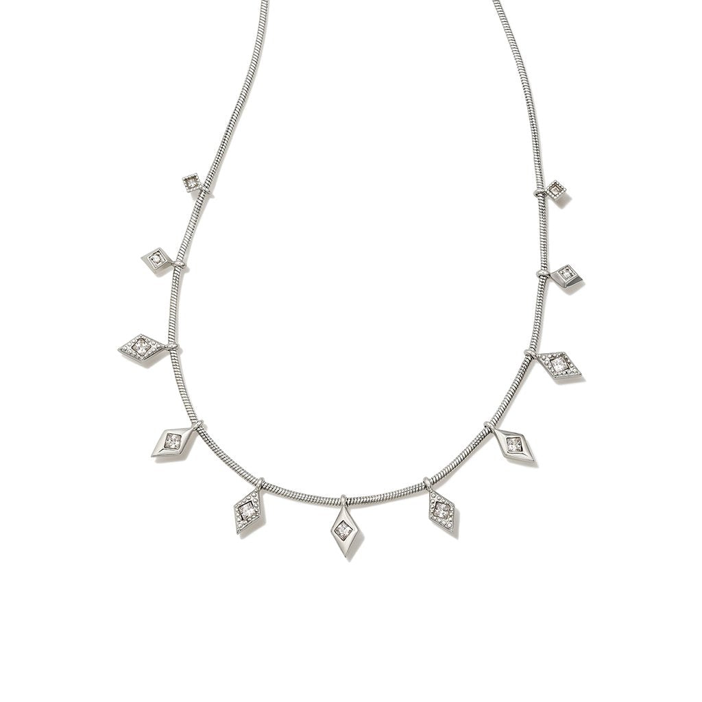 Kendra Scott  Kinsley Silver Strand Necklace in White Crystal