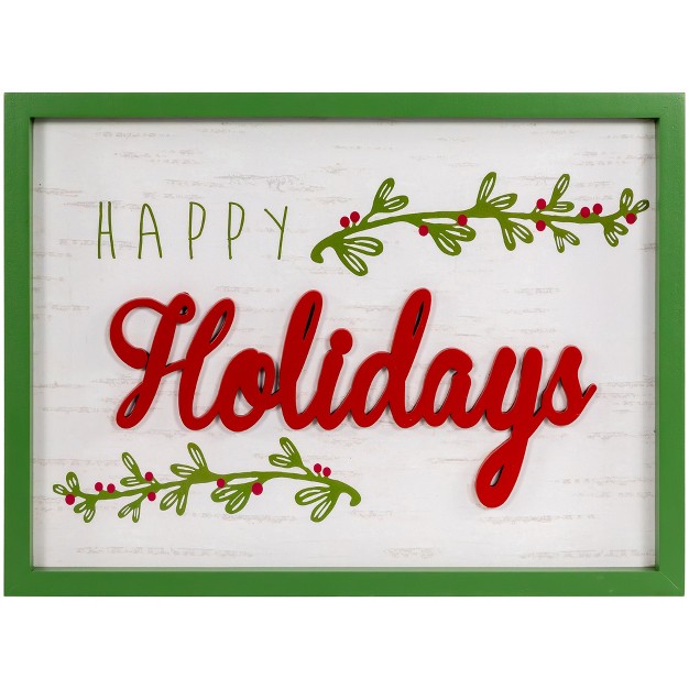 Framed quot happy Holidays quot Christmas Wooden Wall Sign