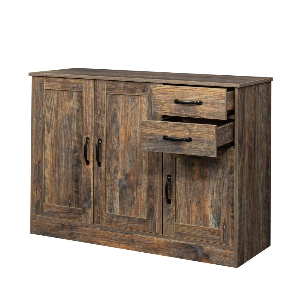 43.3 Inch Wood Buffet Sideboard with Adjustable Shelf Espresso   Brown