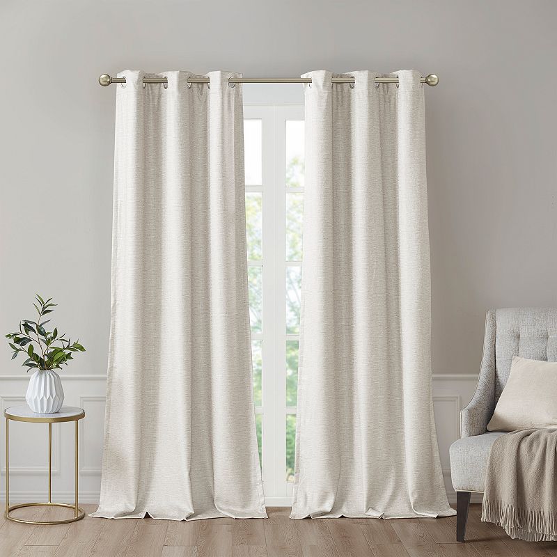 SunSmart 2-pack Leighton Tonal Printed Faux Silk 100% Blackout Window Curtain Set