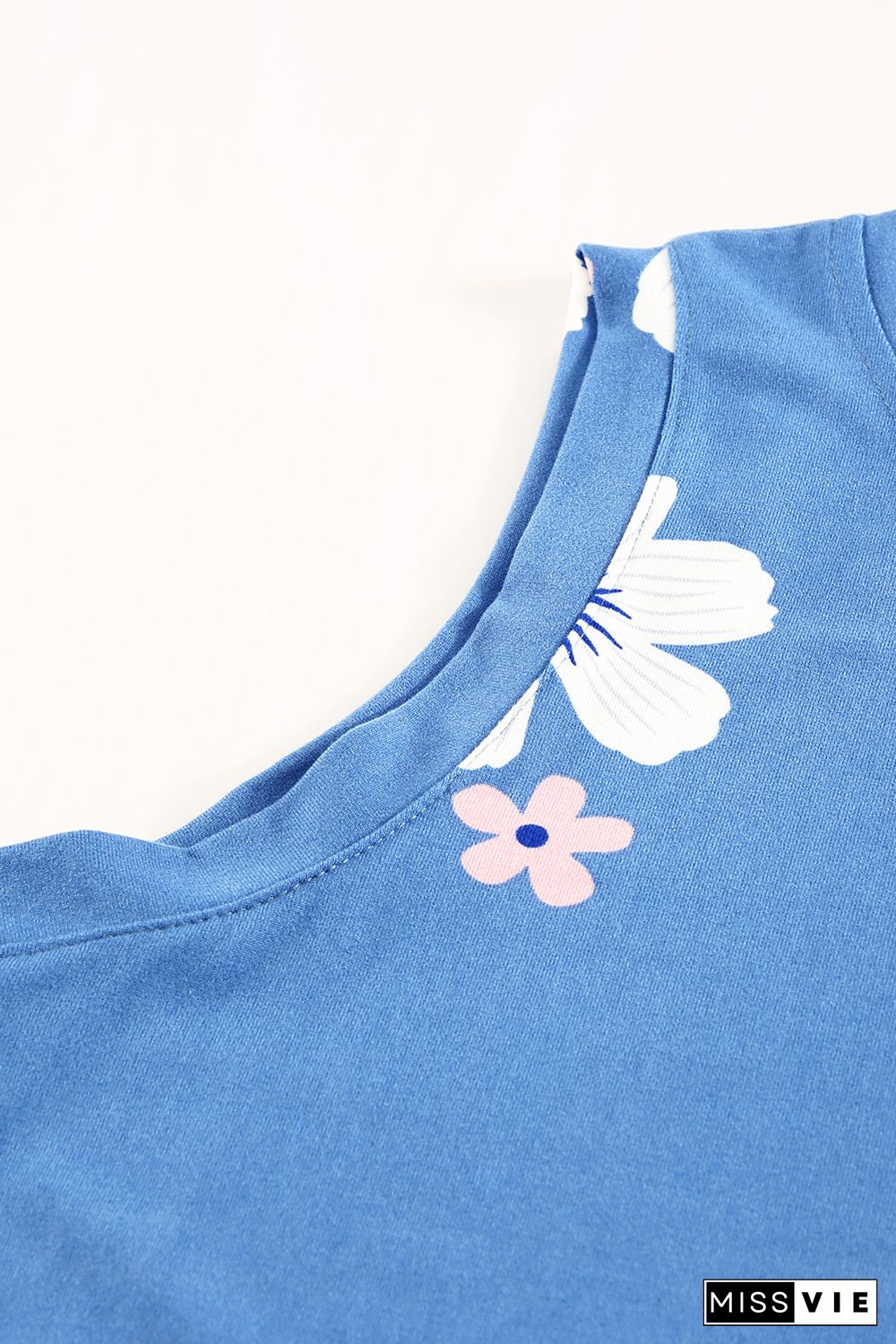 Sky Blue Crew Neck Tank Top