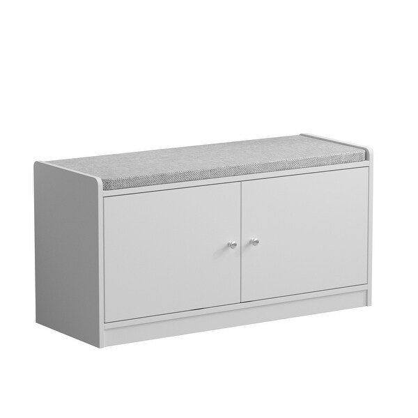 FUFU andGAGA Hallway Shoes Storage Cabinet Bench with 2-Door and Padded Seat Cushion - - 35268388