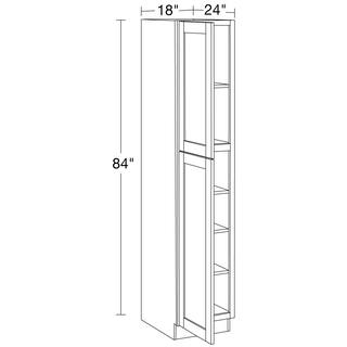 Contractor Express Cabinets Vesper White Shaker Assembled Plywood Utility Pantry Kitchen Cabinet with Soft Close 18 in. x 84 in. x 24 in. U182484L-AVW