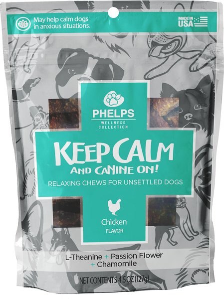 Phelps Wellness Collection Keep Calm and Canine On! Chicken Flavor Dog Treats， 4-oz bag