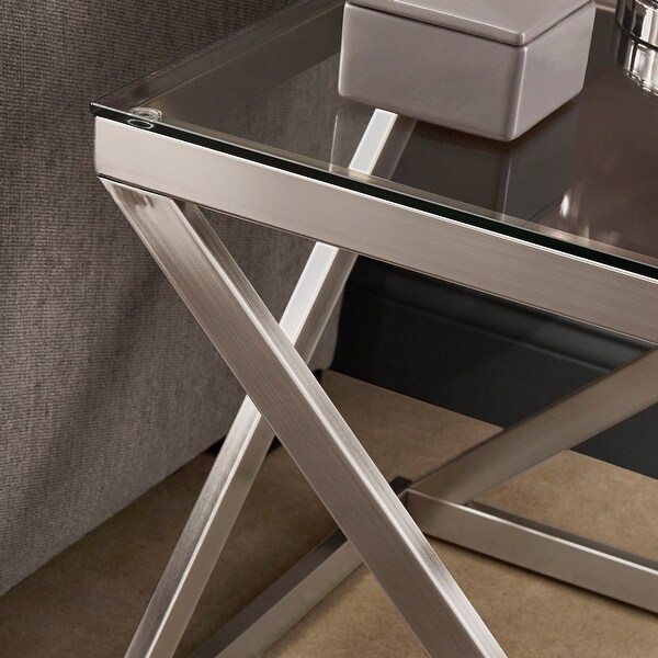 Brynn Brushed Nickel Coffee Table or Table Set by iNSPIRE Q Modern