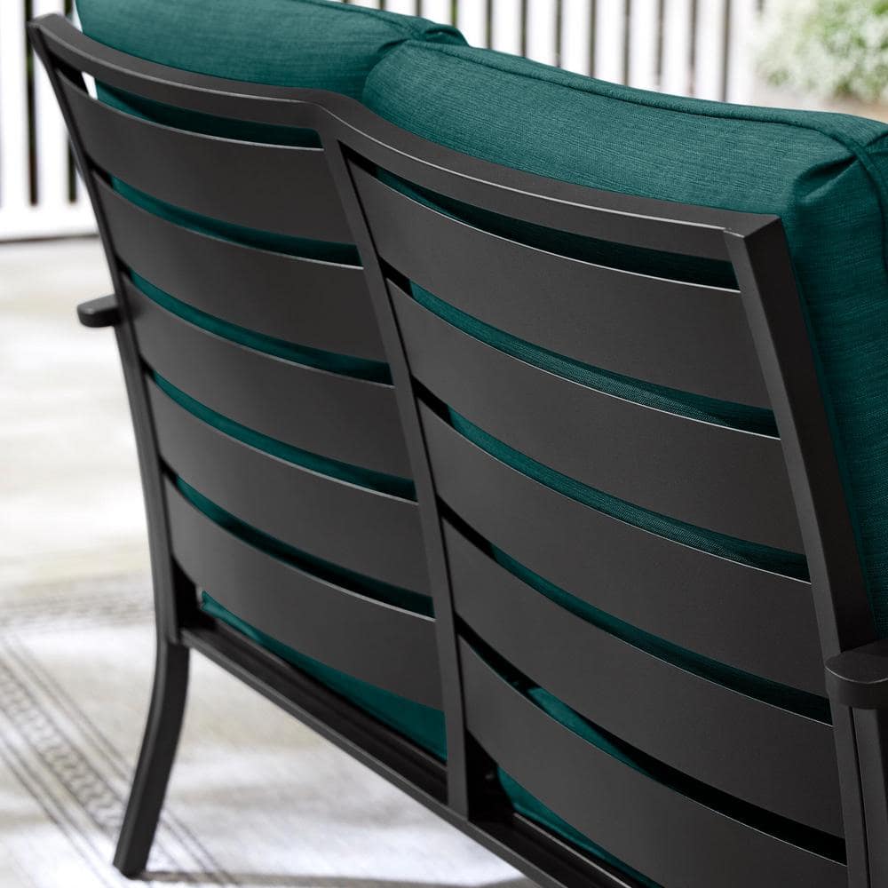 Hampton Bay Ellington 4-Piece Steel Outdoor Seating Set with CushionGuard Malachite Green Cushions FM20-HD54