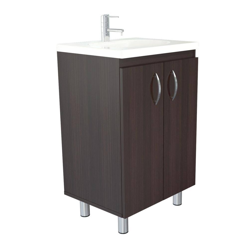 Inval 18.89 in. W x 14.96 in. D Bathroom Vanity in Espresso-Wengue with White Vanity Top and White Basin GBP-028