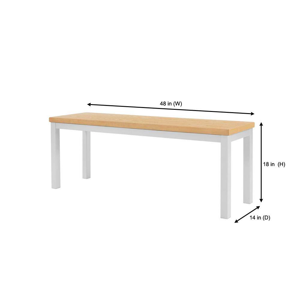 StyleWell Donnelly White Metal Dining Bench with Natural Finish Wood Seat (48 in. W x 18 in. H) CH8002WH