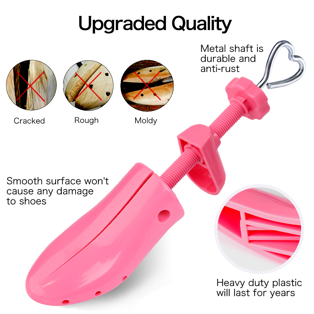 LANNEY Shoe Stretcher for  Women Men 4-Way Shoe Expander Widener， Pink Plastic