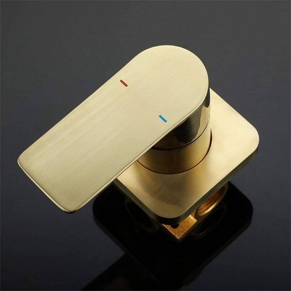 WELLFOR Novelty Single Handle Wall Mounted Faucet in Brushed Gold Storage Shelf Spout Waterfall Faucets (Valve Included) WA-TH9009LSJ