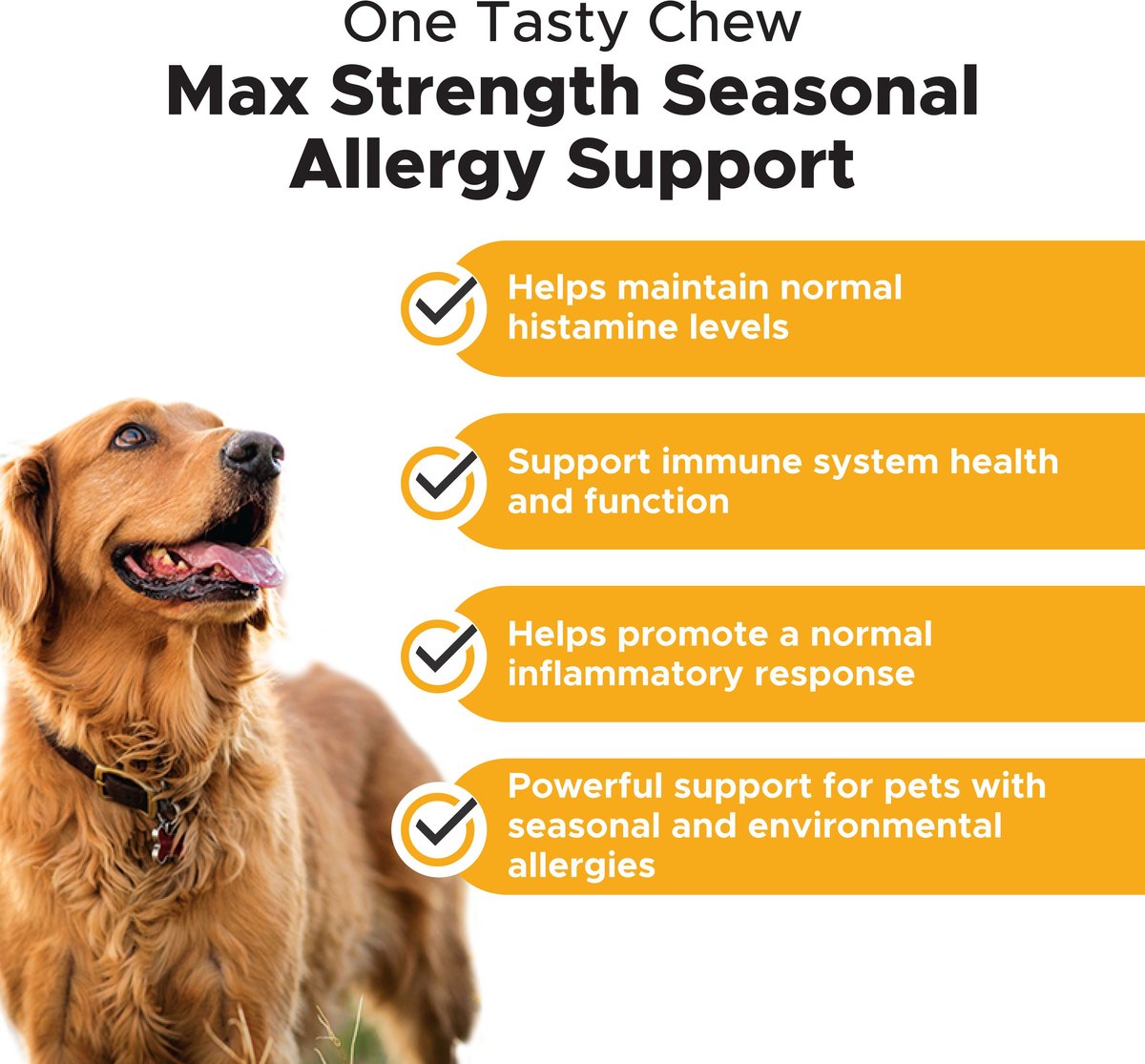 PetHonesty Allergy Support Max-Strength Chicken Flavored Soft Chews Allergy Supplement for Dogs， 90 count