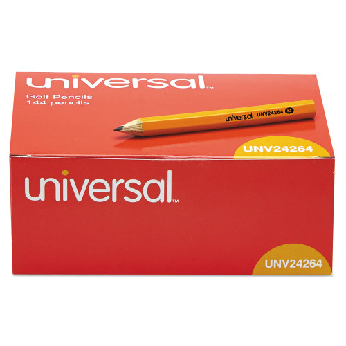 Universal Golf and Pew Pencil， HB (#2)， Black Lead， Yellow Barrel， 144/Box (24264)