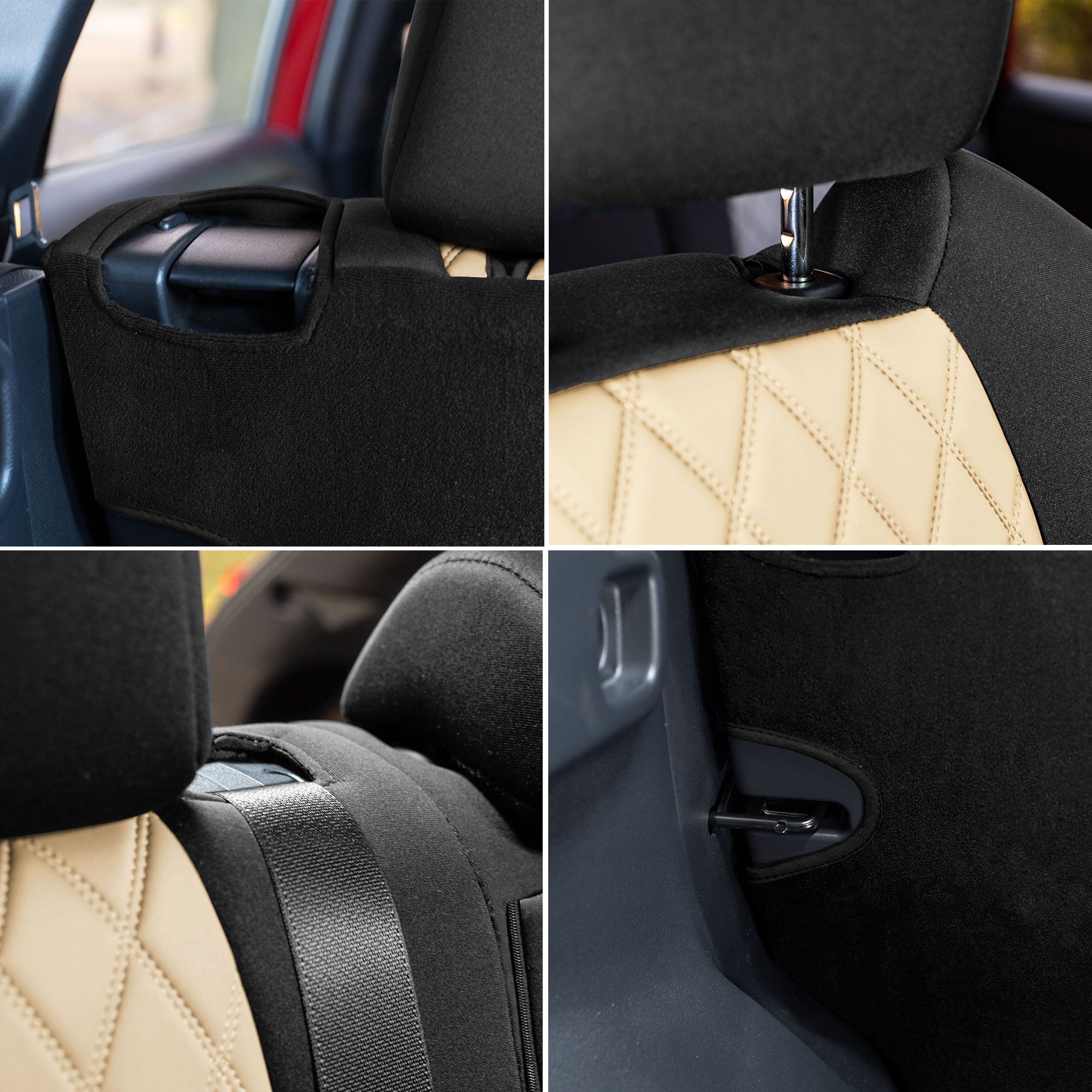 TLH Beige Full Set Neosupreme Custom Fit Seat Covers for 2019-2022 Toyota Rav4 LE | XLE | Limited with Water Resistant Neoprene Insert